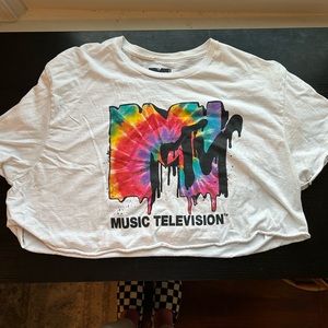 Oversized MTV tie dye crop top